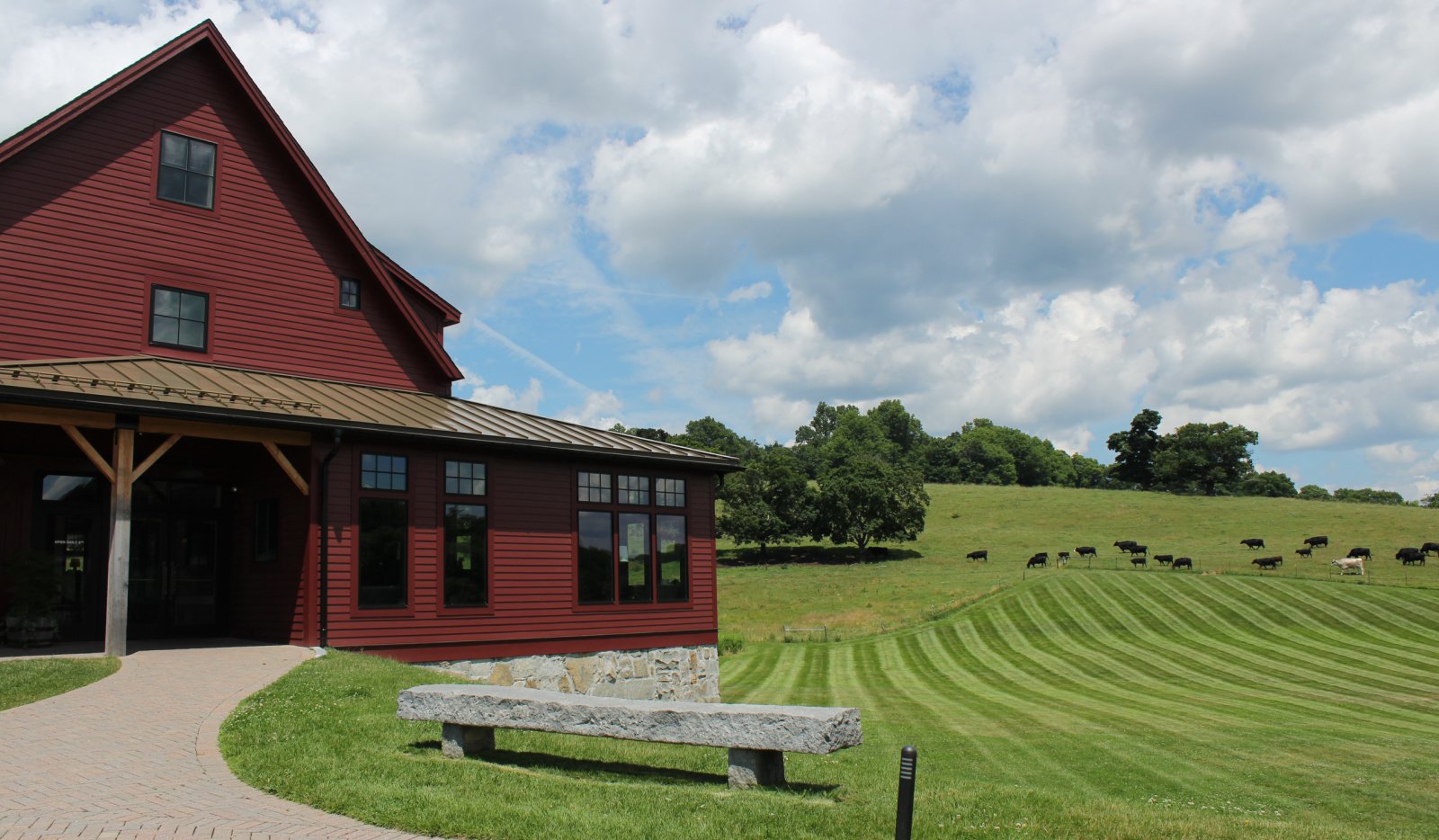 Red barn in a field